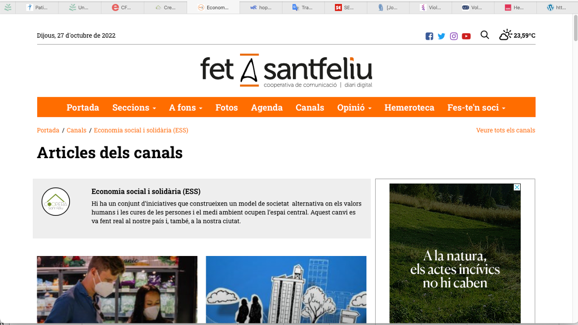 Web del canal ESS al Fet a Sant Feliu